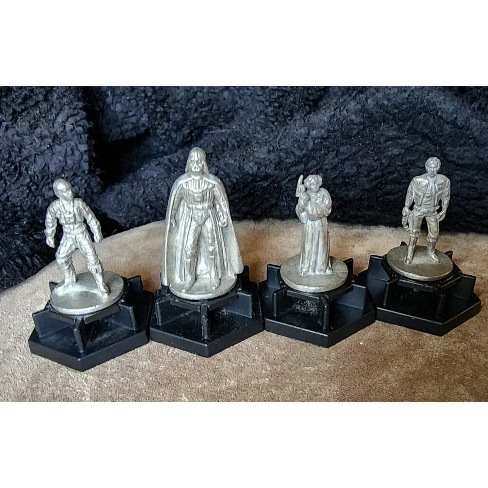 Vintage 1997 Star Wars Pewter Figurines Lot Of 4 Han Solo Leia Darth Vader Luke - Picture 6 of 6